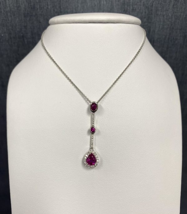 Ruby and Diamond White Gold Necklace