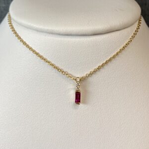Ruby and Diamond Yellow Gold Necklace