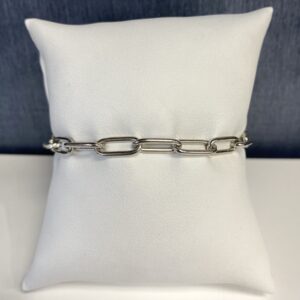 Sterling Silver Paperclip Bracelet with CZs
