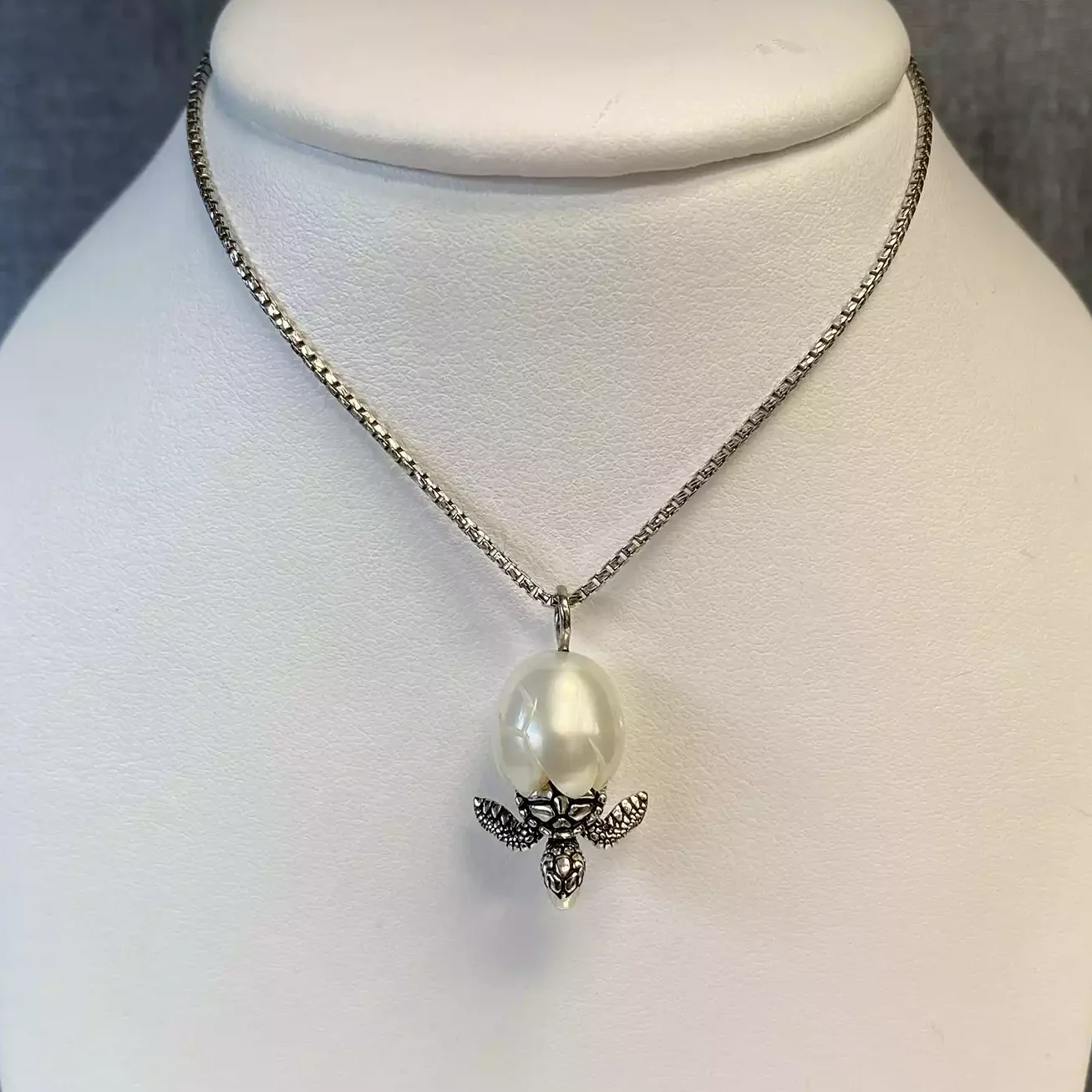 Baby Turtle and Sterling Silver Necklace