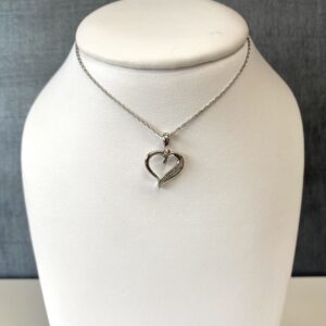 Sterling Silver Heart Pendant with Diamonds