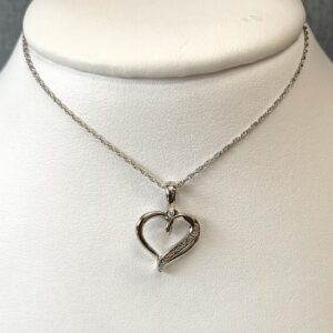 Sterling Silver Heart Pendant with Diamonds