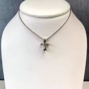 Rounded Sterling Silver Cross Necklace