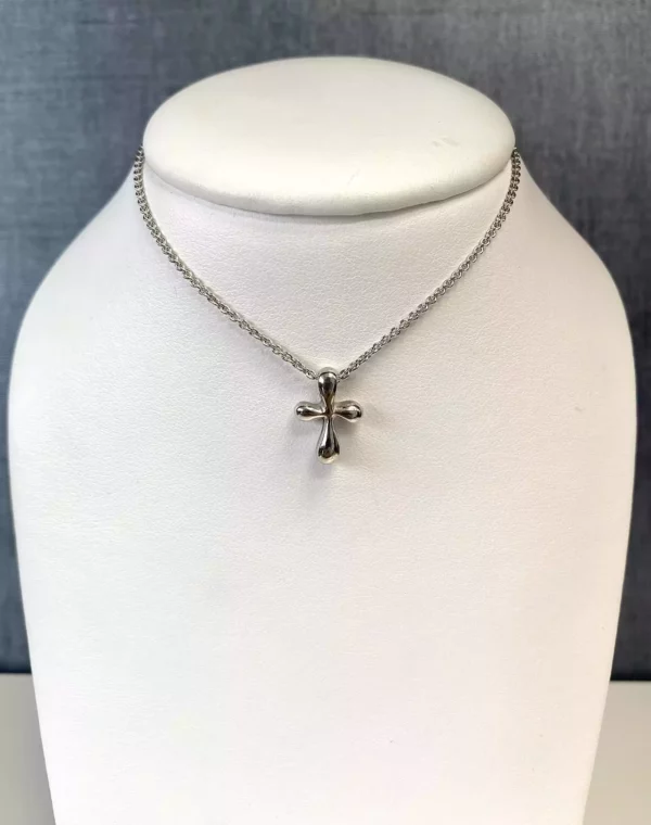 Rounded Sterling Silver Cross Necklace