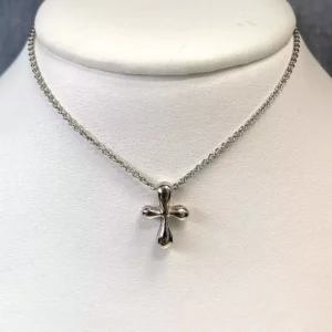 Rounded Sterling Silver Cross Necklace