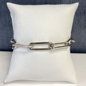 Sterling Silver Paperclip Bracelet with CZs