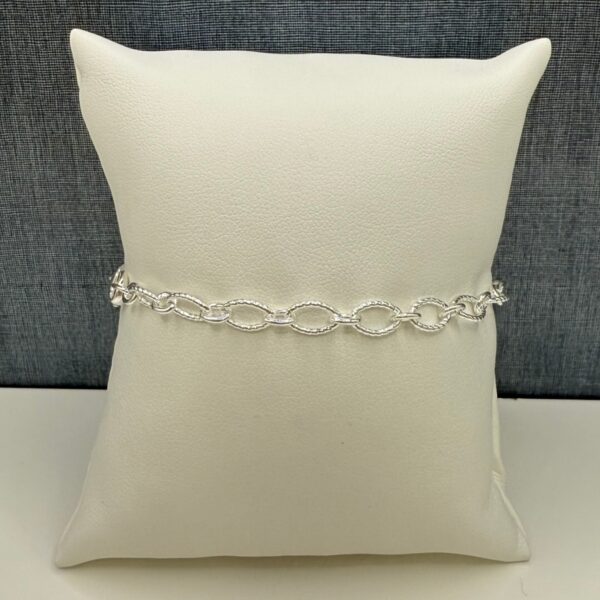 Silver Ribbed Figaro Bracelet
