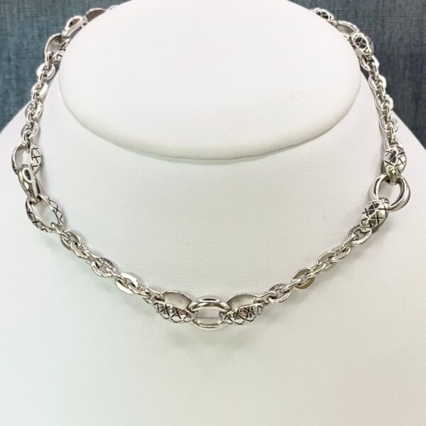 Sterling Silver Chain with Criss-Cross Etching