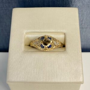 Yellow Gold Diamond and Sapphire Engagement Ring