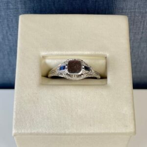 White Gold Ring with Sapphire Side Stones