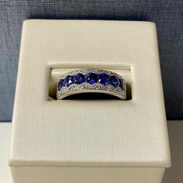 Sapphire and Diamond White Gold Ring