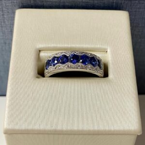 Sapphire and Diamond White Gold Ring