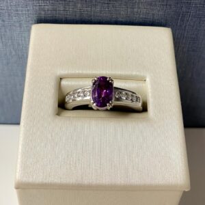 Purple Sapphire and Diamond White Gold Ring
