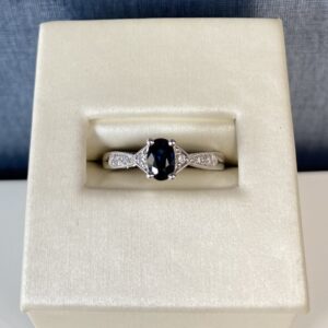 Sapphire and Diamond White Gold Ring