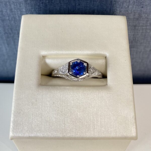 Blue Sapphire White Gold Ring