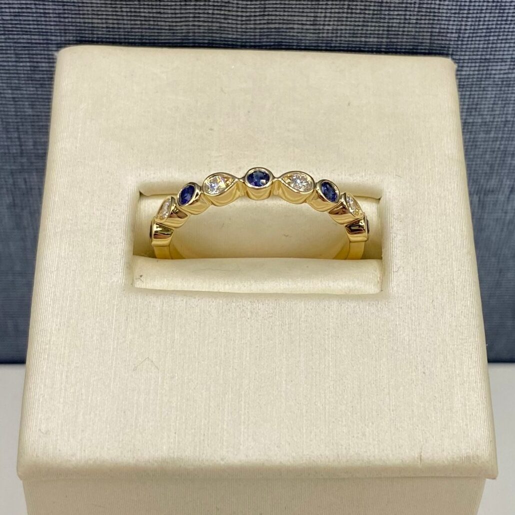 Sapphire and Diamond Stackable Ring