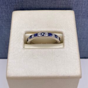 Sapphire and Diamond Band in White Gold