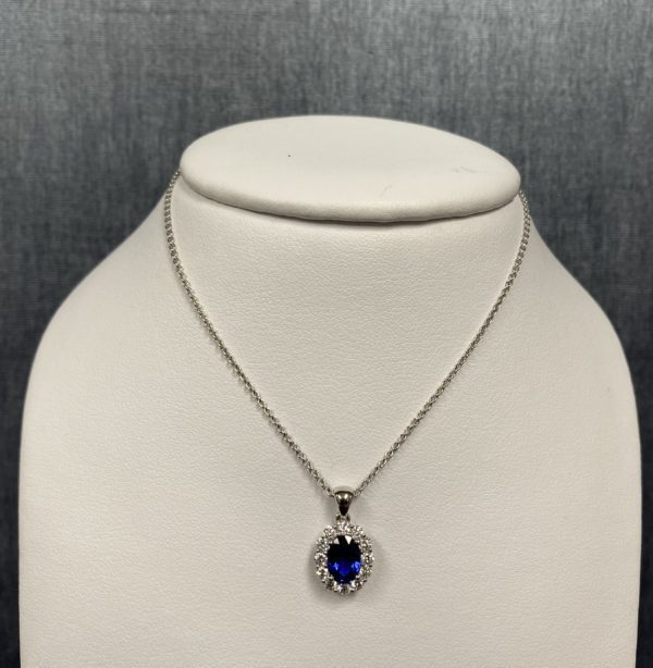 18kw, Sapphire and Diamond Pendant