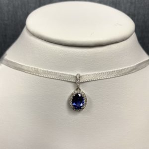 14kw, Sapphire and Diamond Pendant