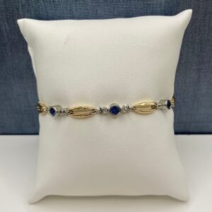 Two Tone Sapphire and Diamond Bracelet