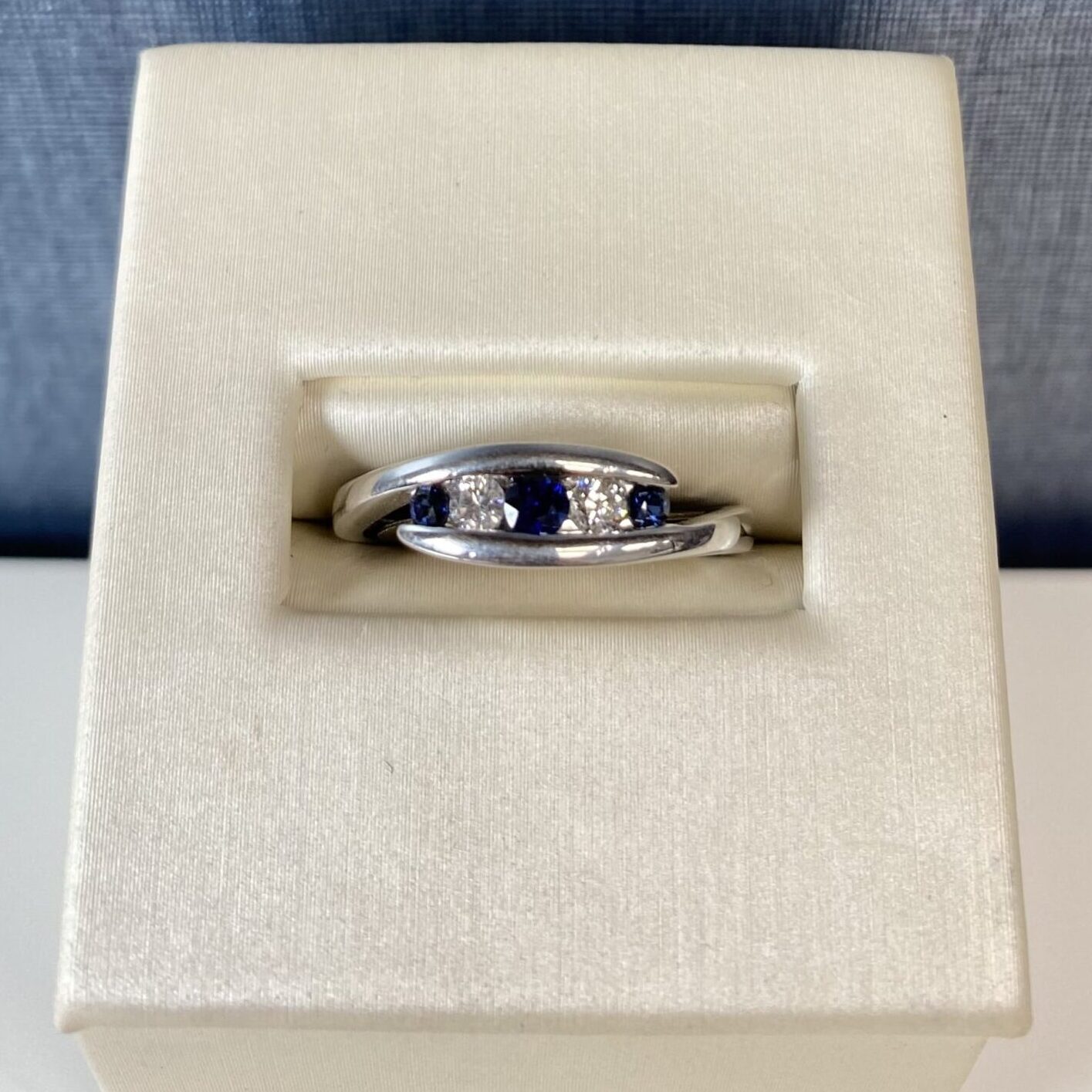 Sapphire and Diamond White Gold Ring