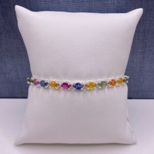 Adjustable Rainbow Sapphire Bracelet in Sterling