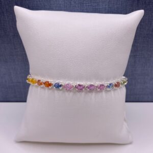 Adjustable Rainbow Sapphire Bracelet in Sterling