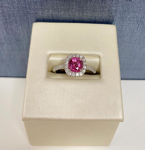 Pink Spinel and Diamond White Gold Ring