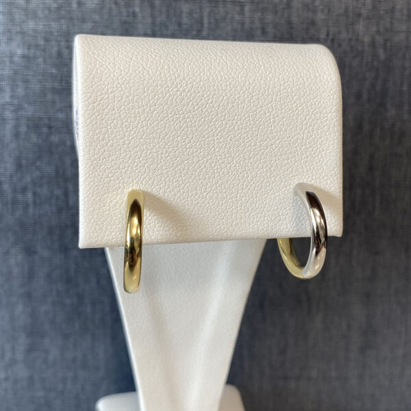 Reversable White and Yellow Huggie Earrings