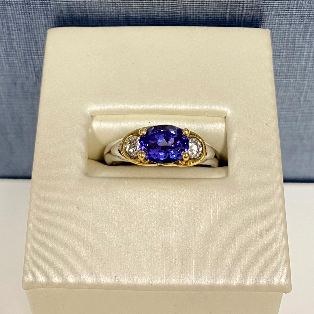 Tanzanite and Diamond Two Tone Gold and Platinum