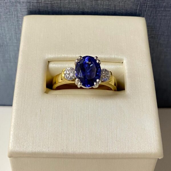 Tanzanite and Diamond Two Tone Gold Ring