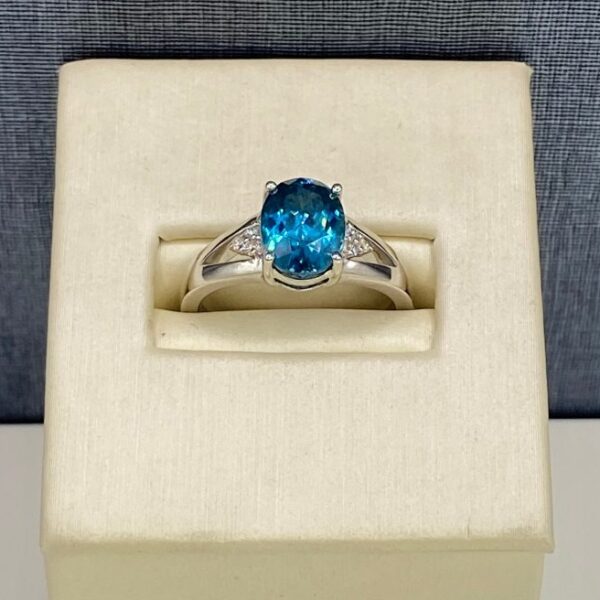 Geometric Tanzanite and Diamond White Gold Ring