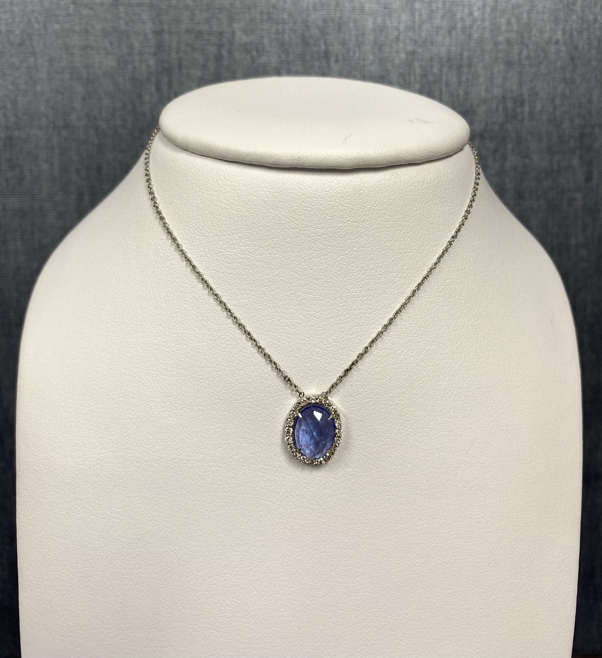 Tanzanite Slice with Diamond Halo