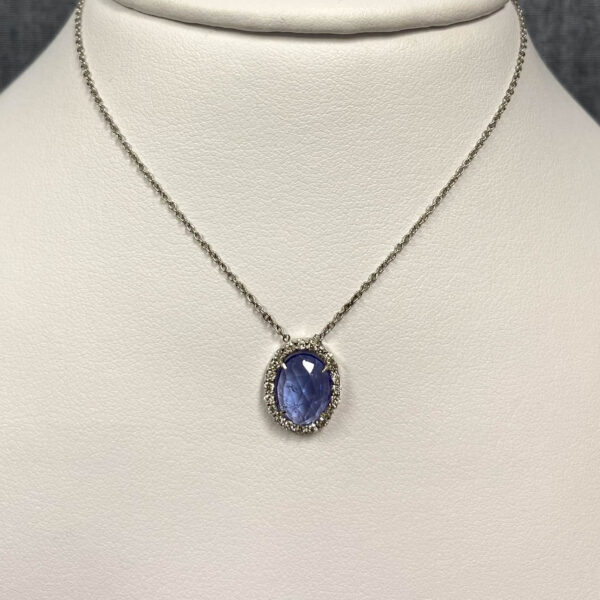 Diamond and Sliced Tanzanite White Gold Necklace