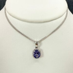 Tanzanite Pendant with Diamond Halo