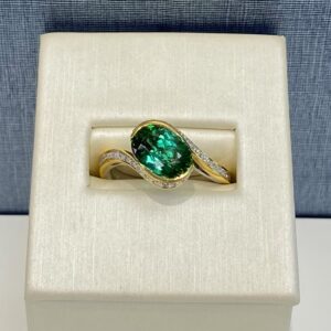 Tourmaline and Diamond Yellow Gold Ring
