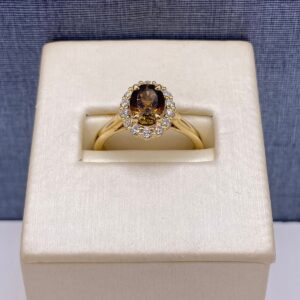 Bi Color Tourmaline and Diamond Statement Ring
