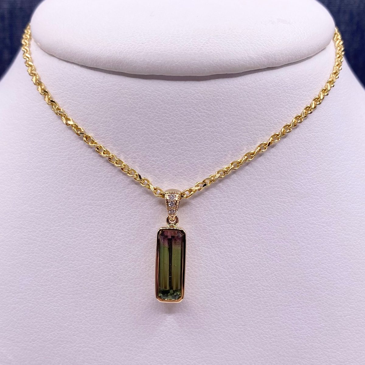 Watermelon Tourmaline Statement Pendant