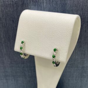 Tsavorite and Diamond Huggies
