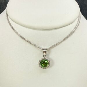 Tsavorite Pendant with Diamond Halo