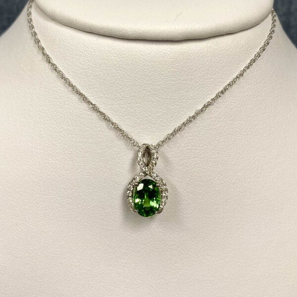 Garnet and Diamond White Gold Necklace