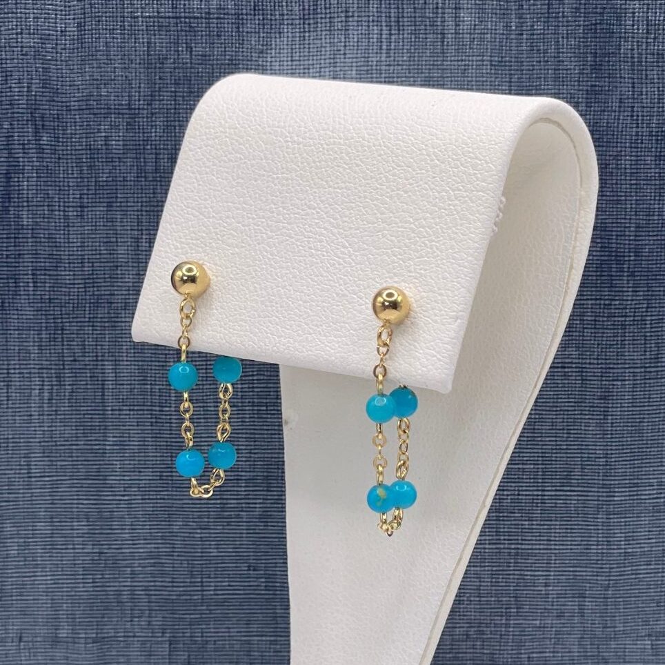 Turquoise and Gold Chain Earrings