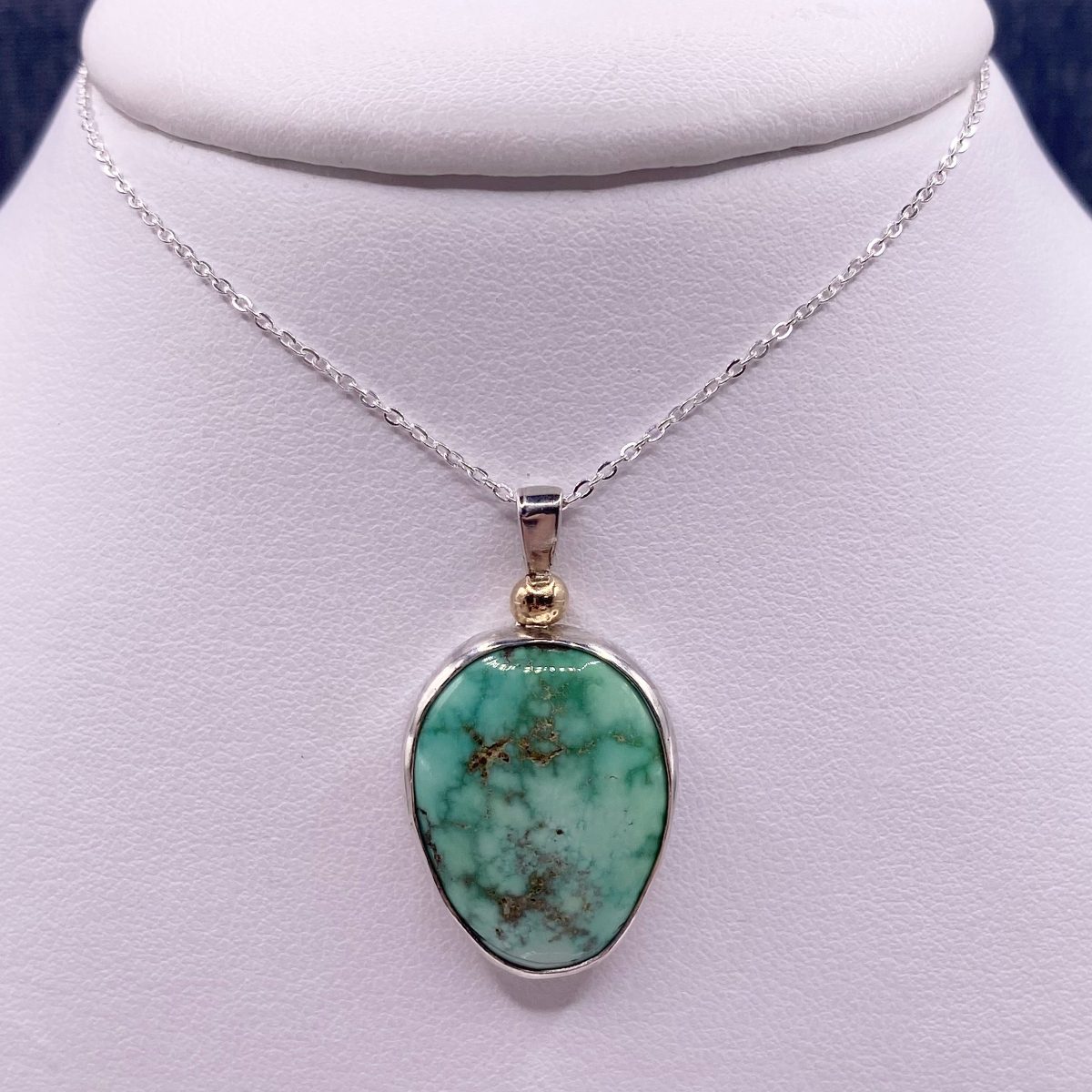 Bezel Set Turquoise Sterling Silver Necklace