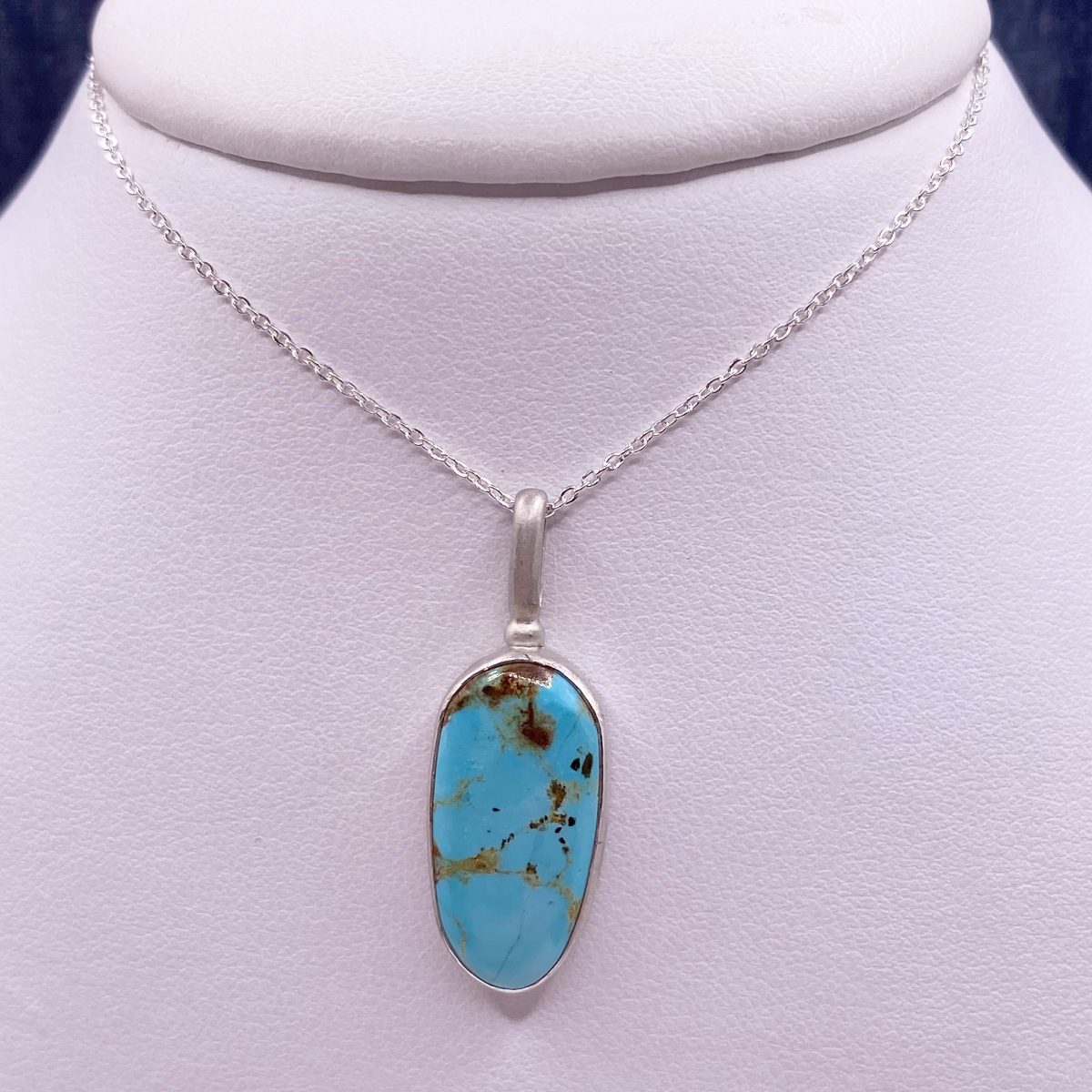 Bezel Set Turquoise Sterling Silver Necklace