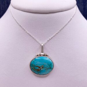 Bezel Set Turquoise Sterling Silver Necklace
