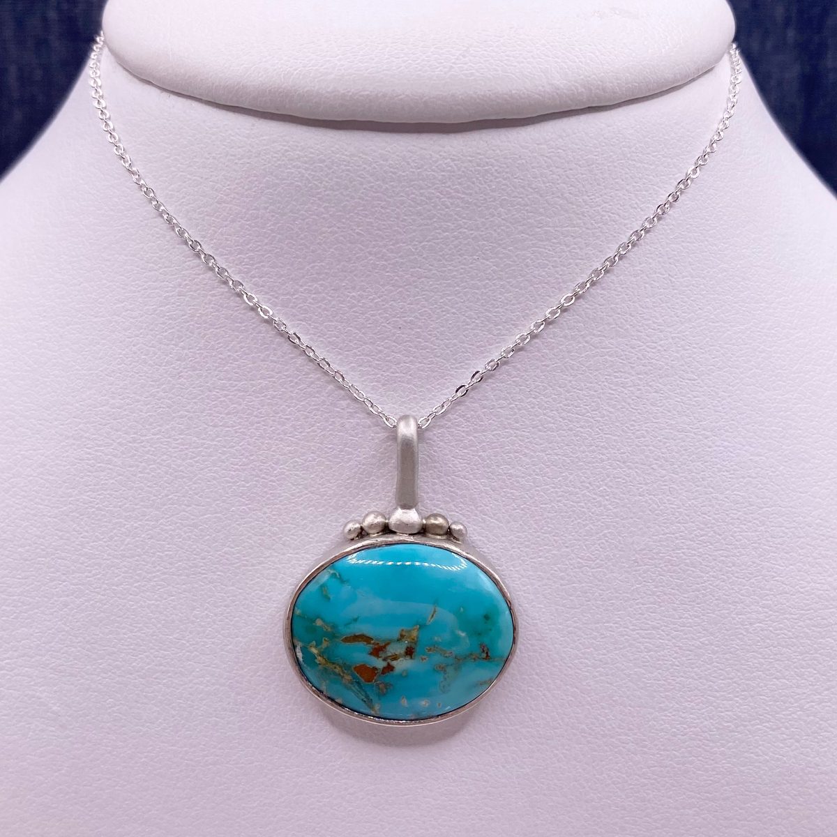 Bezel Set Turquoise Sterling Silver Necklace