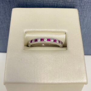Ruby and Diamond White Gold Stackable Ring