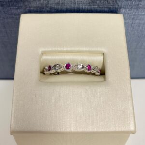 Ruby and Diamond White Gold Stackable Ring