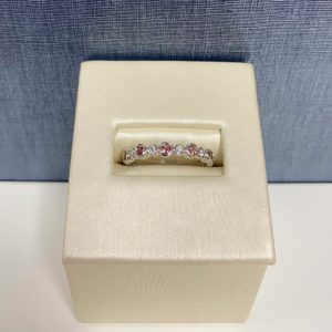 Rink Tourmaline and Diamond White Gold Stackable Ring