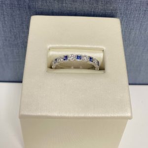 Sapphire and Diamond White Gold Stackable Ring Artistry